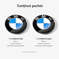 Set embleme BMW fata + spate 82mm 2 gauri + 82mm 2 gauri