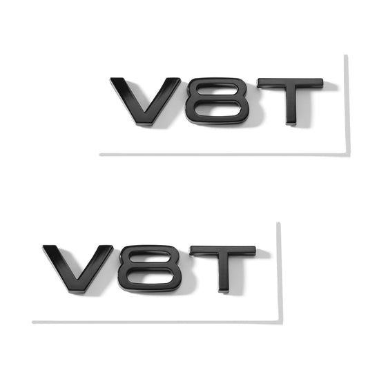 Set 2 embleme Audi V8T pentru aripi, Negru Lucios
