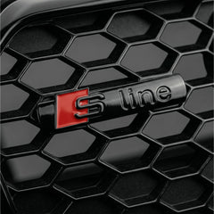 Emblemă Audi S line metalică pentru grilă fagure, Negru Lucios