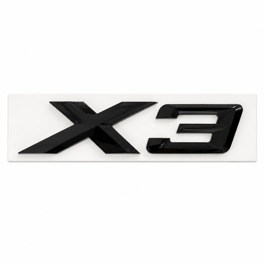 Emblemă BMW X3 Portbagaj/Haion 3x8.5cm E83 Negru Lucios, ABS