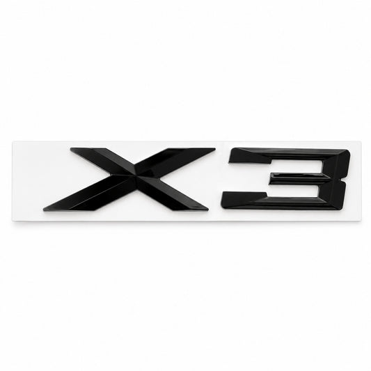 Emblemă BMW X3 Portbagaj/Haion 3x10cm F25 G01 Negru Lucios, ABS