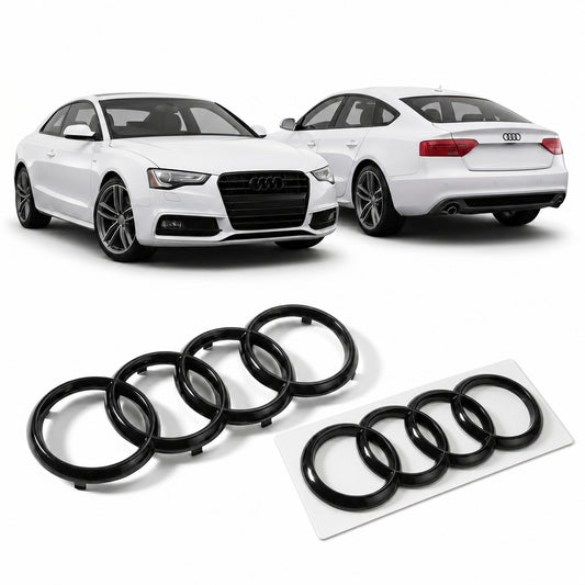 Set embleme Audi A5 8T Sportback, față 273 + spate curbat 192 mm, Negru Lucios