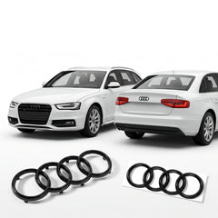 Set embleme Audi A3 8V, A4 B8/B9 Pre-Facelift, A5 8T Coupe/F5 Pre-Facelift, 273+192 mm, Negru Lucios