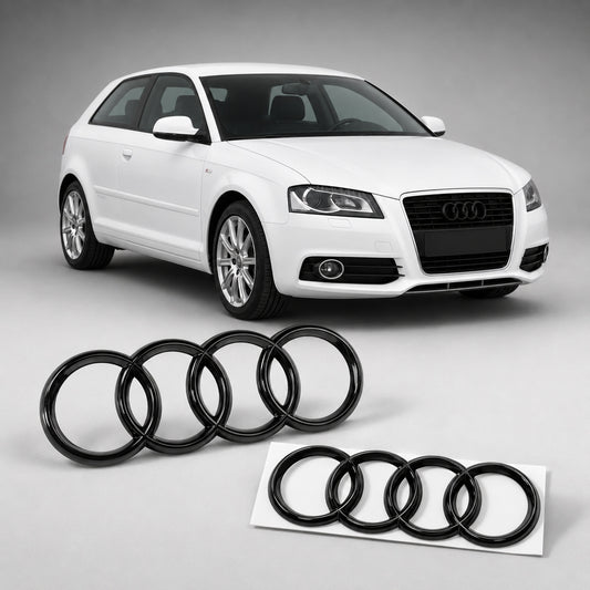 Set embleme Audi A3 8P, A4 B6/B7, 273+177 mm, Negru Lucios