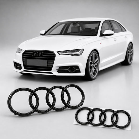 Set embleme Audi A6 C7, Q2 GA, Q3 8U/F3, Q5 8R/FY, Q8, 285+202 mm, Negru Lucios