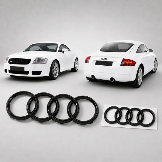 Set embleme Audi TT / TTS 8N, 249+177 mm, Negru Lucios
