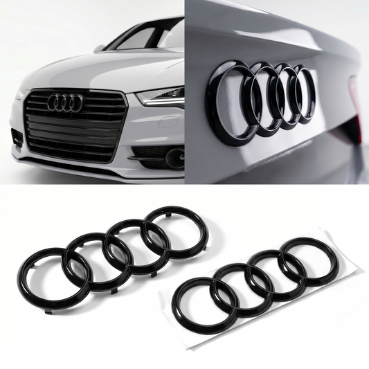 Set embleme Audi A7/S7/RS7 C7 Facelift, 282+202 mm curbat, Negru Lucios