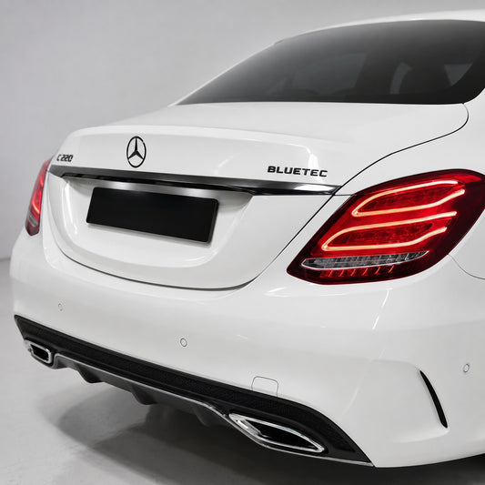 Emblemă BLUETEC Mercedes-Benz Portbagaj/Haion 163 × 15 mm Negru Lucios, ABS
