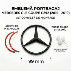 Emblemă Stea Portbagaj Mercedes-Benz GLE Coupe C292 99 mm Negru Lucios, ABS