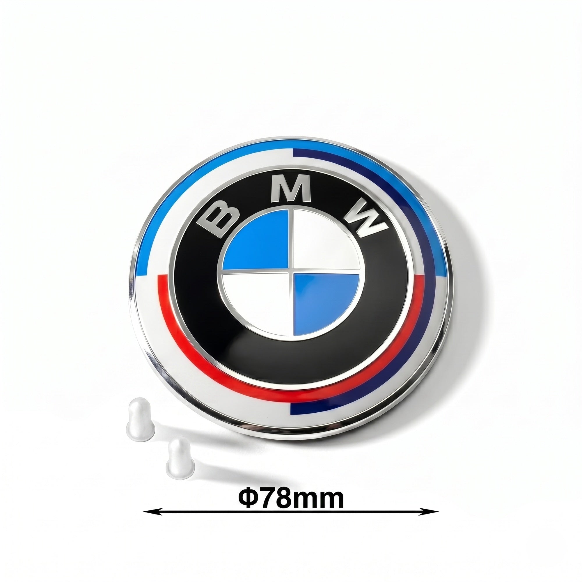 Set embleme BMW fata + spate 82mm 2 pini + 74mm 2 pini