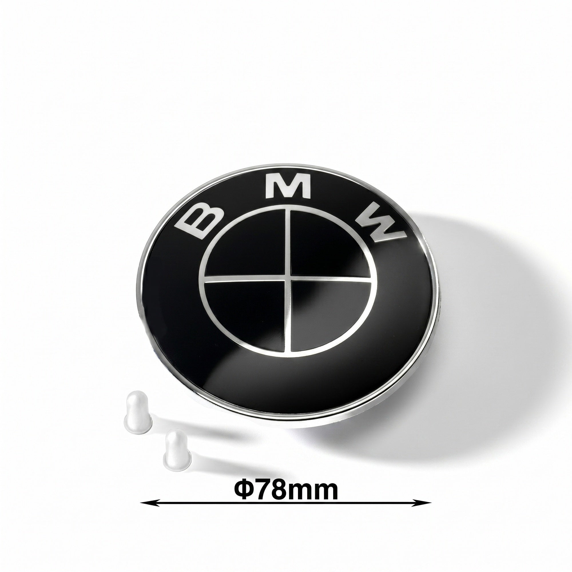 Set embleme BMW fata + spate 82mm 2 pini + 78mm 2 pini