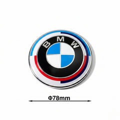 Set embleme BMW fata + spate 82mm 3 gauri + 78mm sticker adeziv