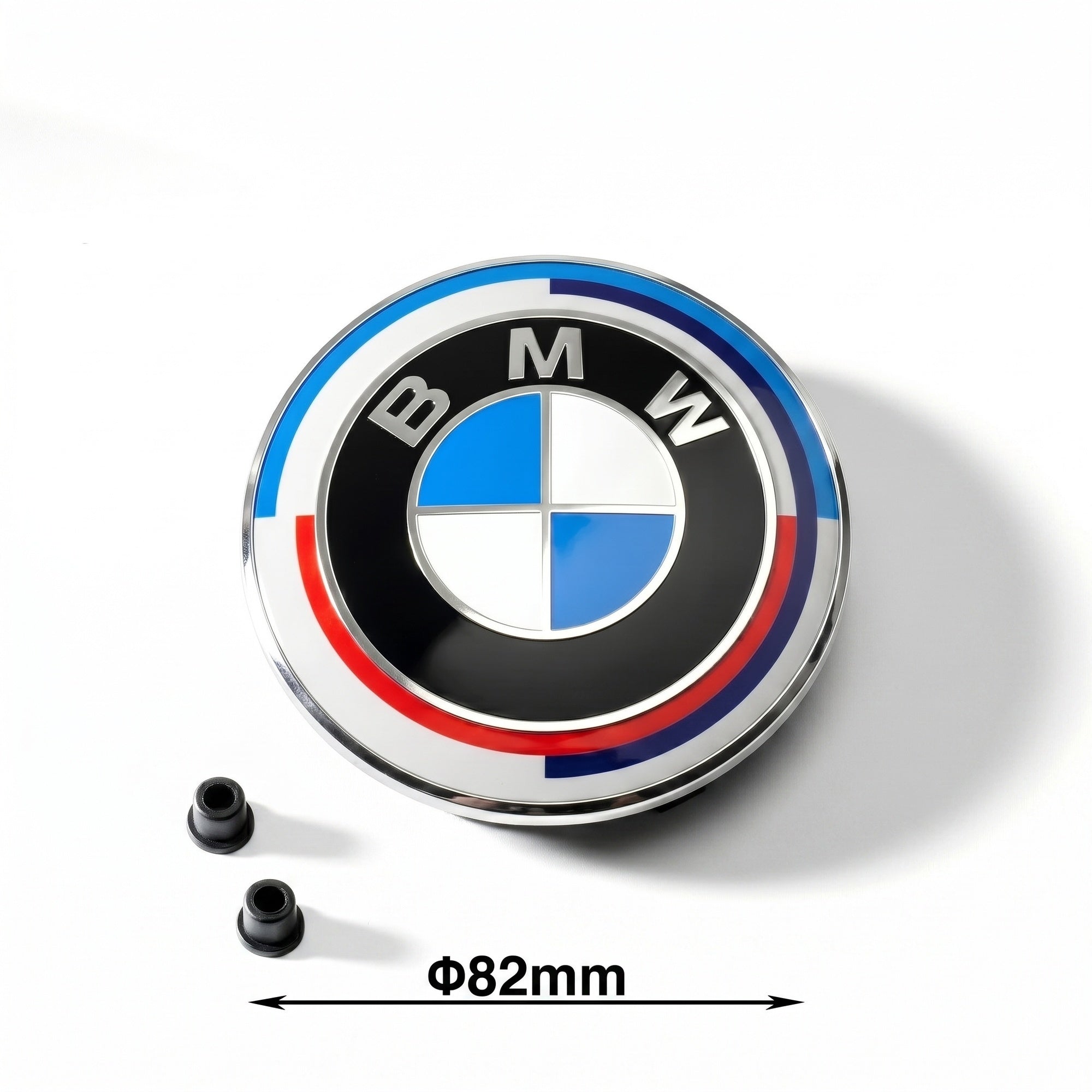 Set embleme BMW fata + spate 82mm 2 pini + 82mm 2 gauri