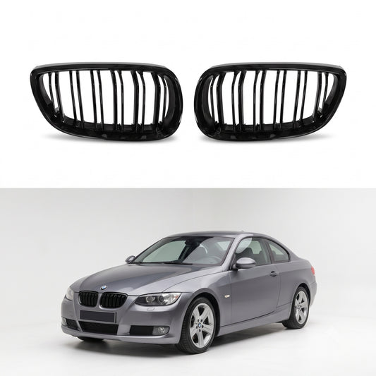 Grila Fata Dubla BMW Seria 3 E92 E93 Pre Facelift 2006 2009 ABS Negru Lucios