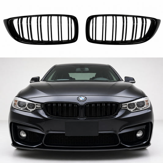 Grila Fata Dubla BMW Seria 4 F32 F33 F36 ABS Negru Lucios
