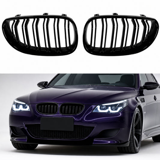 Grila Fata Dubla BMW Seria 5 E60 E61 ABS Negru Lucios