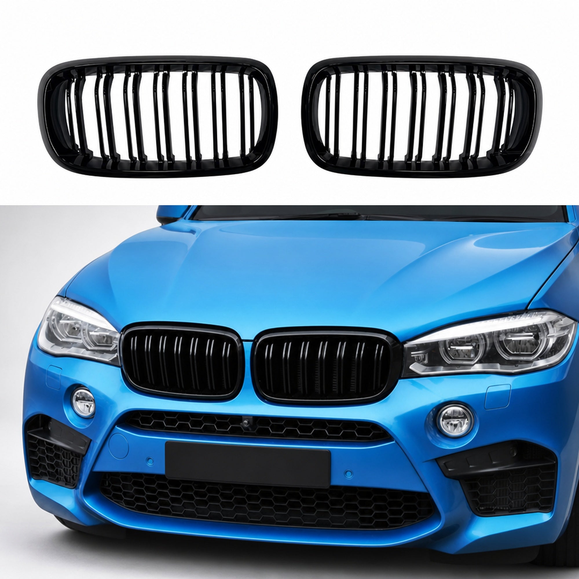 Grila Fata Dubla BMW X5 F15 ABS Negru Lucios