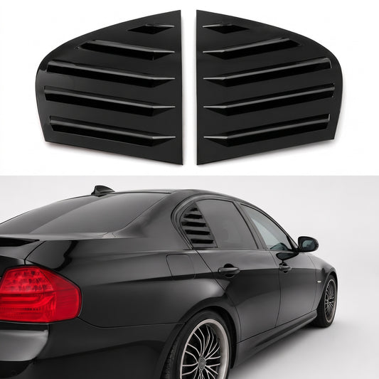 Set ornamente geamuri spate BMW Seria 3 E90 2005–2012 DRT WORKS – ABS negru lucios