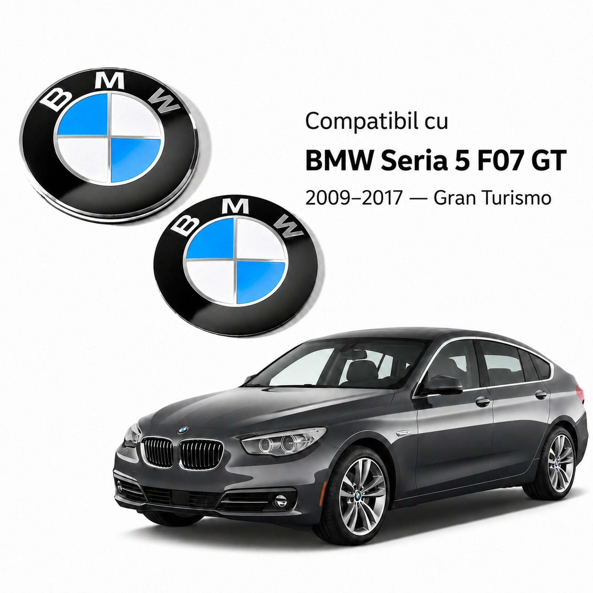 Set embleme BMW fata + spate 82mm 2 gauri + 78mm sticker adeziv