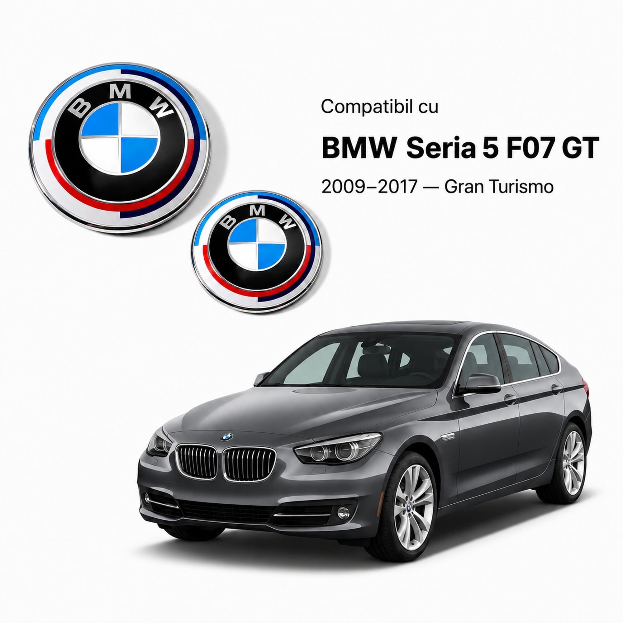 Set embleme BMW fata + spate 82mm 2 gauri + 78mm sticker adeziv