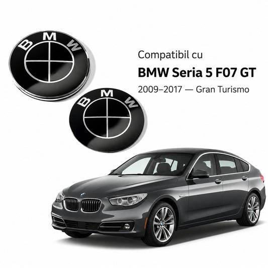 Set embleme BMW fata + spate 82mm 2 gauri + 78mm sticker adeziv