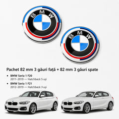 Set embleme BMW fata + spate 82mm 3 gauri + 82mm 3 gauri