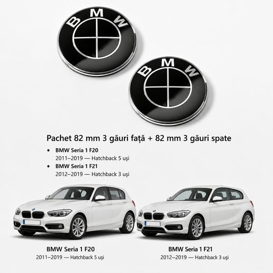 Set embleme BMW fata + spate 82mm 3 gauri + 82mm 3 gauri