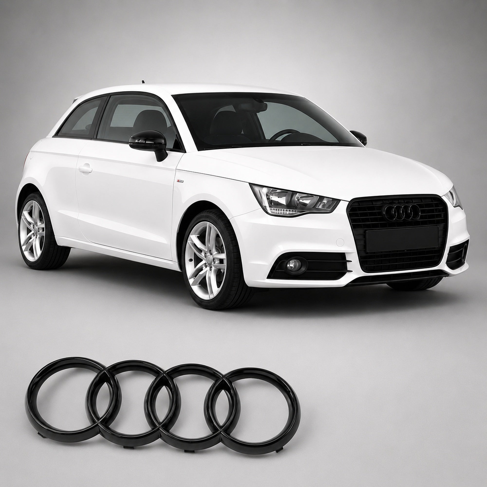 Set embleme Audi A1 8X/GB, A6 C8, A7 C8, 273+202 mm, Negru Lucios