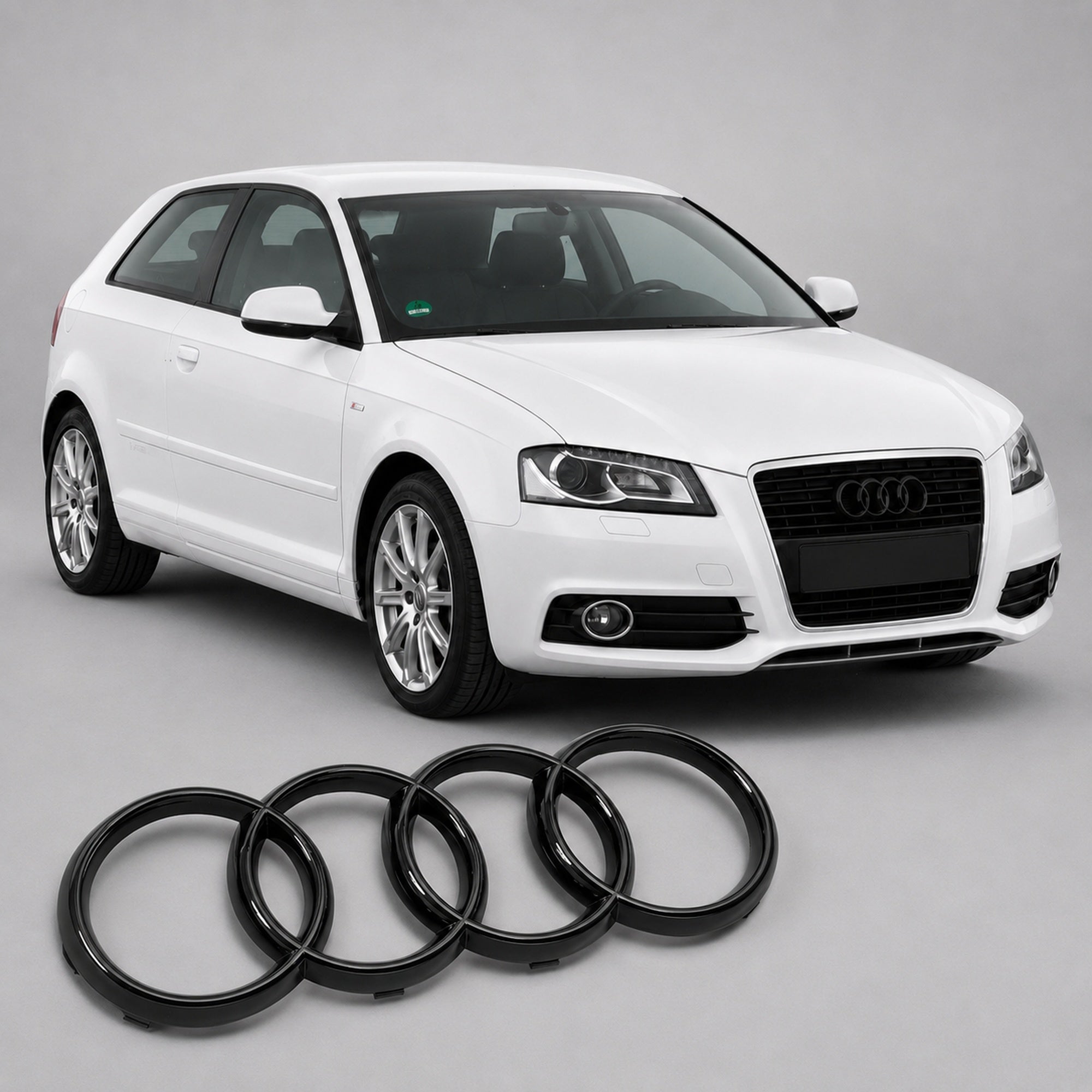 Set embleme Audi A3 8P, A4 B6/B7, 273+177 mm, Negru Lucios