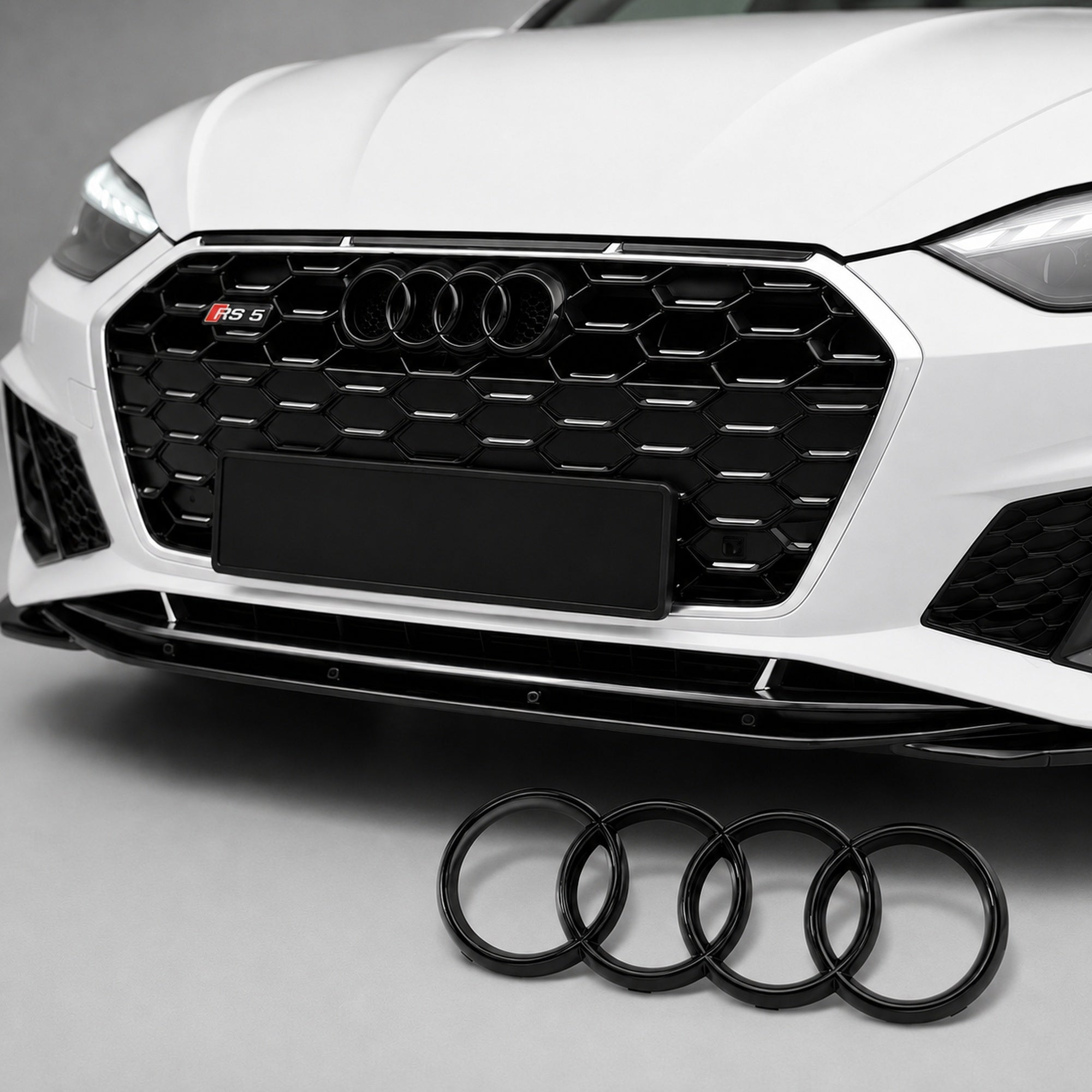 Set embleme Audi A5/S5/RS5 F5 Facelift, 249+192 mm, Negru Lucios