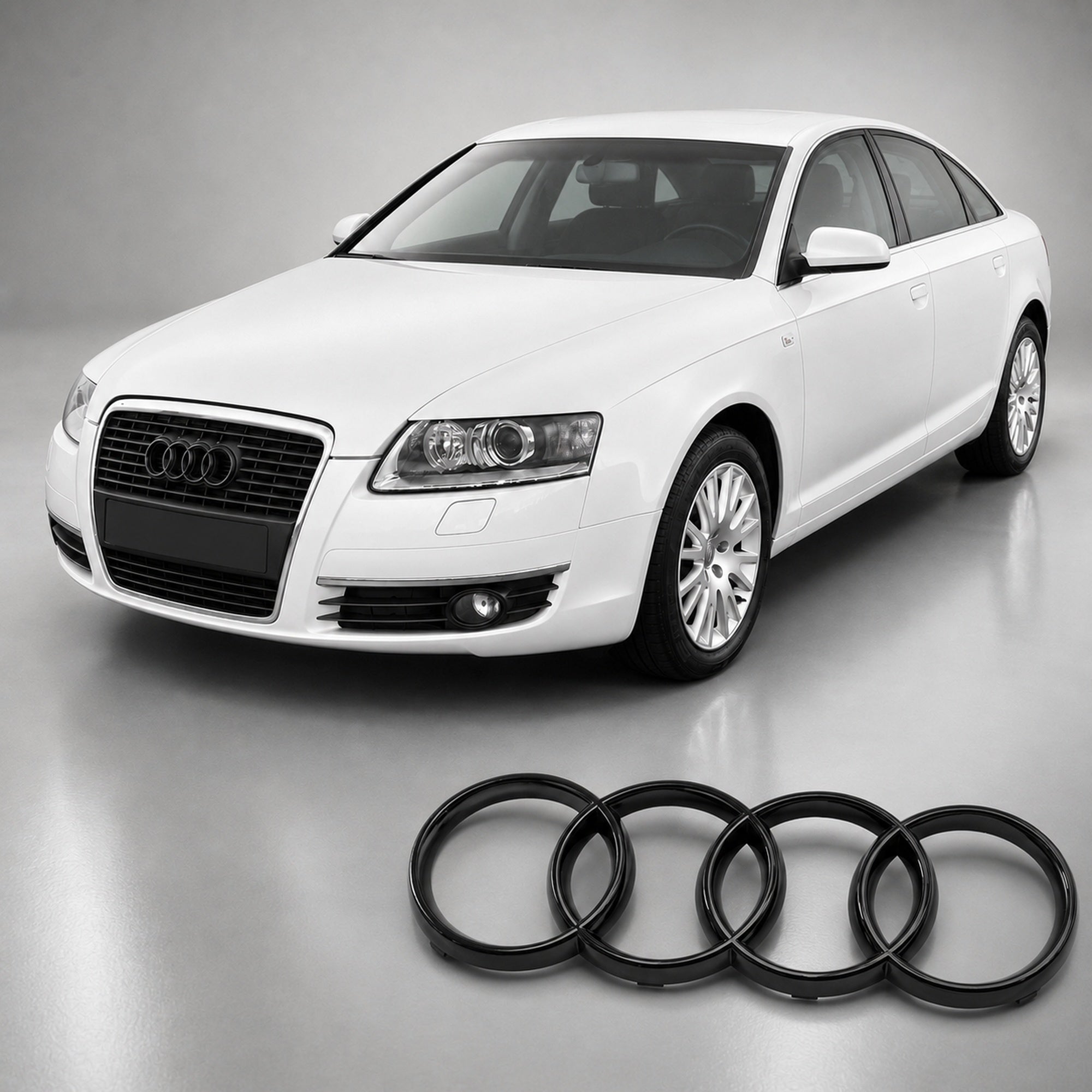 Set embleme Audi A6/S6/RS6 C6, 275+177 mm, Negru Lucios