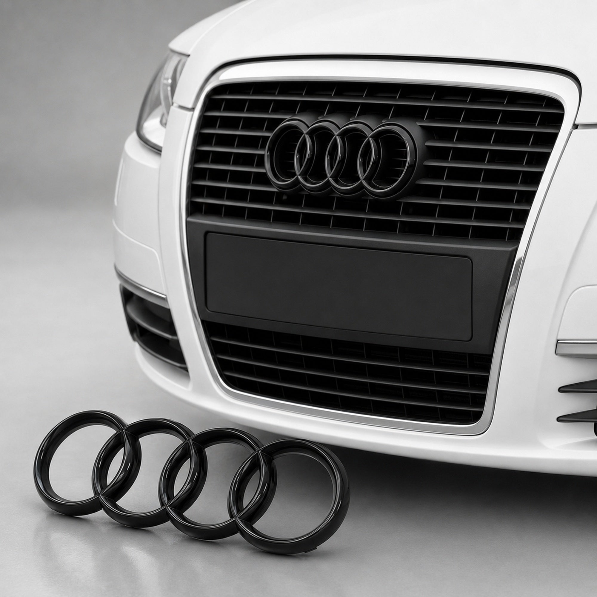 Set embleme Audi A6/S6/RS6 C6, 275+177 mm, Negru Lucios