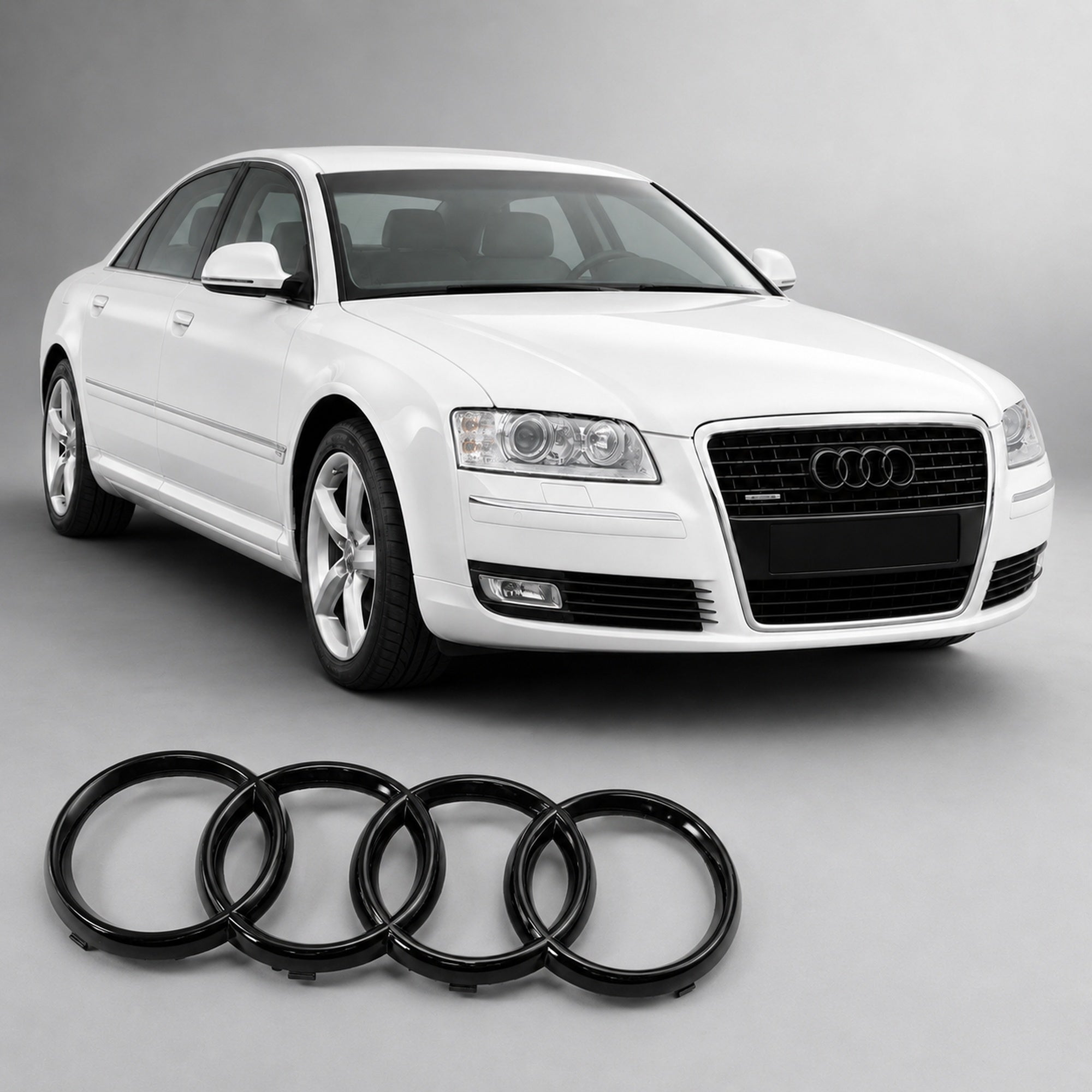 Set embleme Audi A8/S8 D3 Facelift, 275+202 mm, Negru Lucios