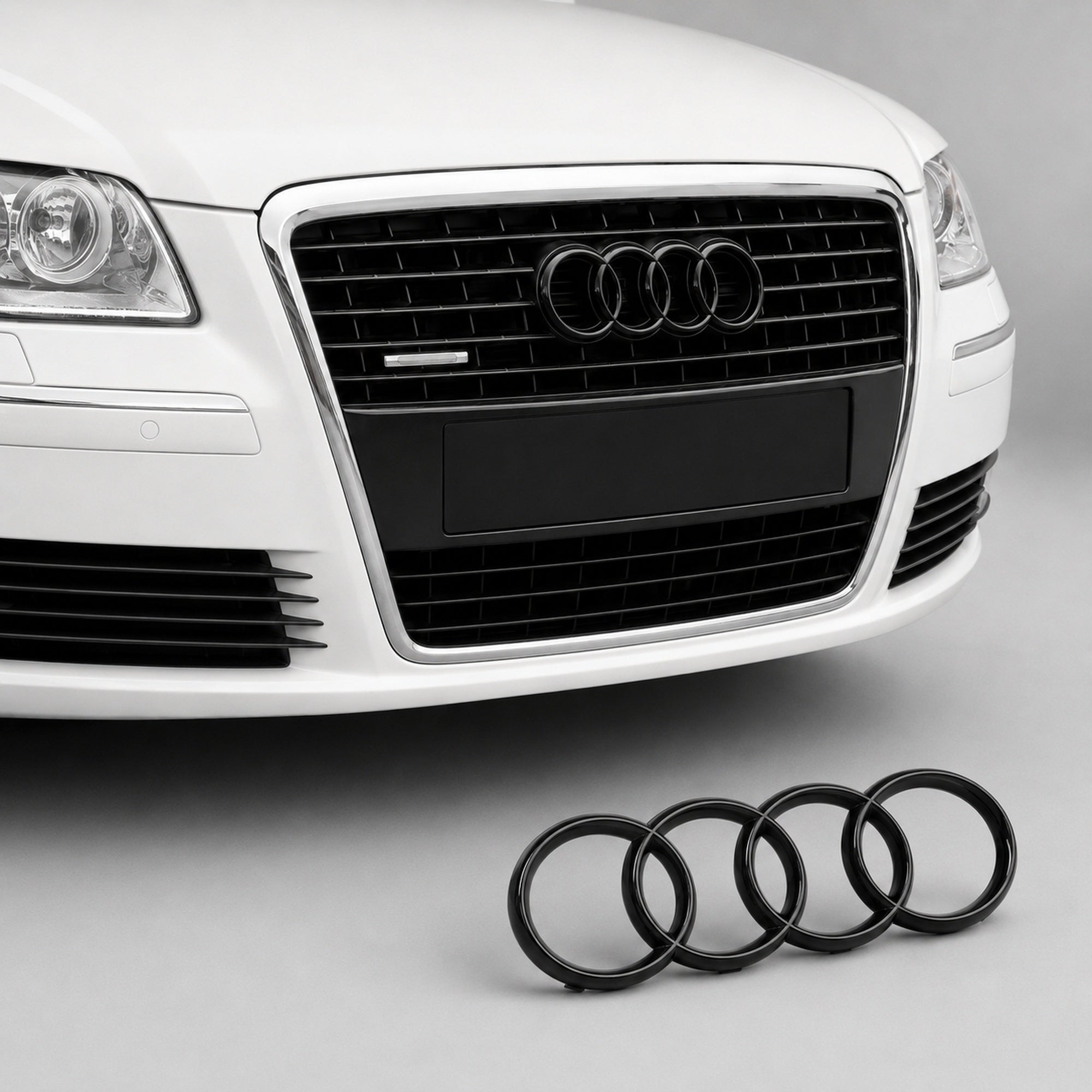 Set embleme Audi A8/S8 D3 Facelift, 275+202 mm, Negru Lucios