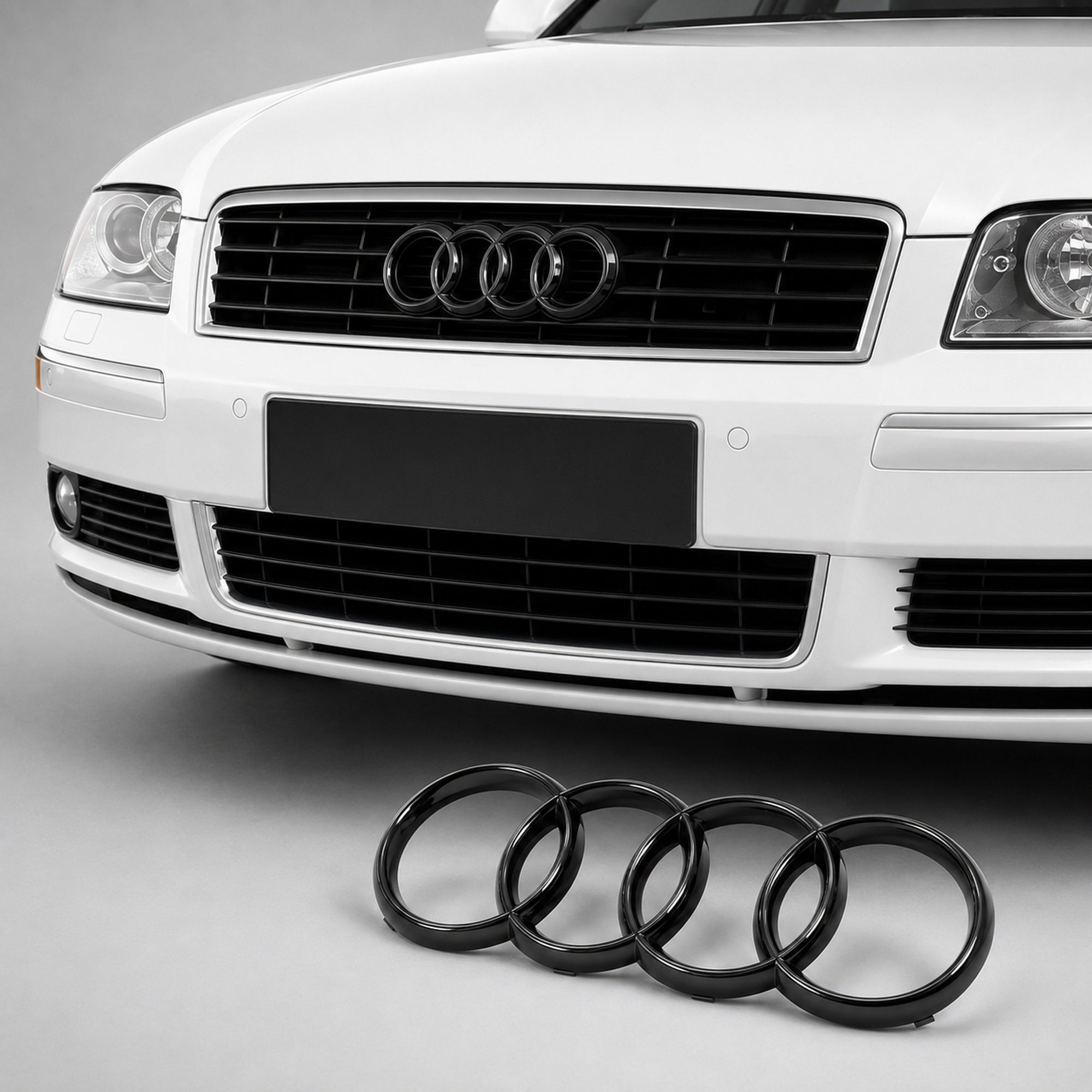 Set embleme Audi A8 D3 Pre-Facelift/D4, Q7 4L, 285+216 mm, Negru Lucios