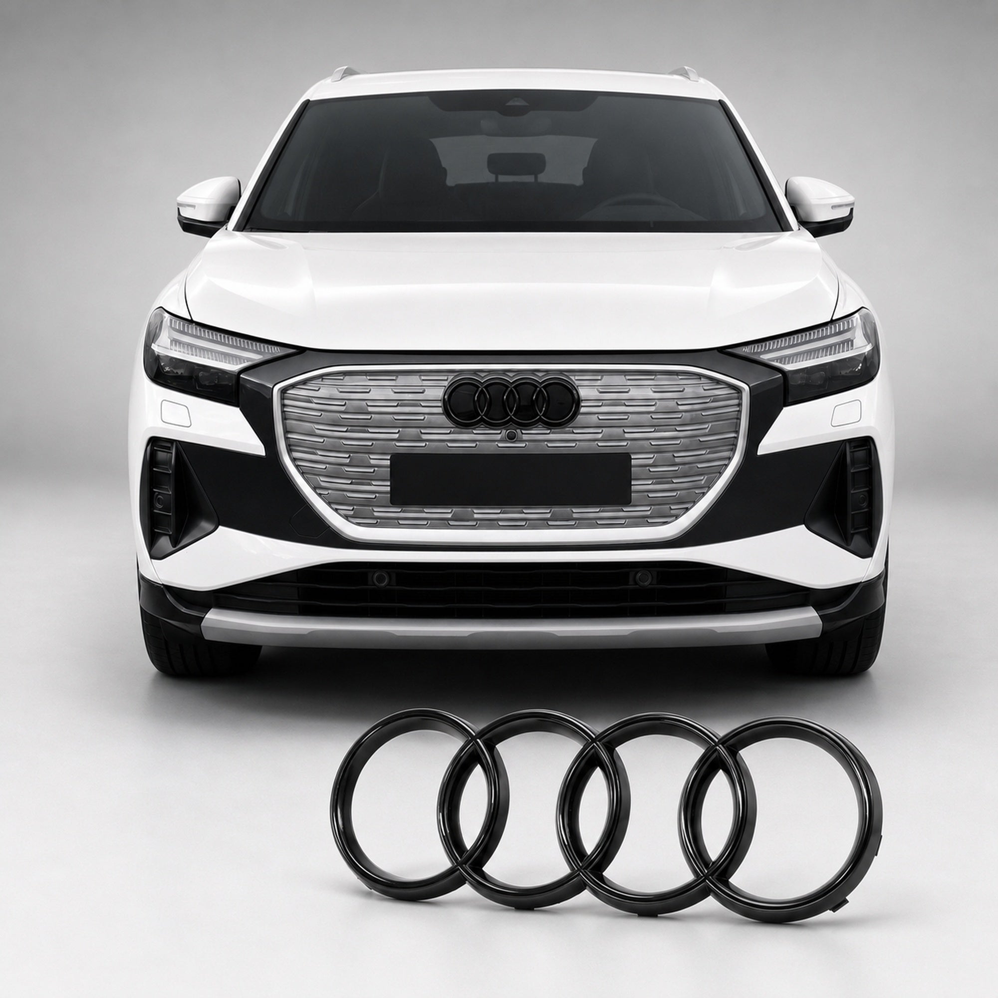 Set embleme Audi Q4 e-tron / Q8 e-tron, 285+192 mm, Negru Lucios