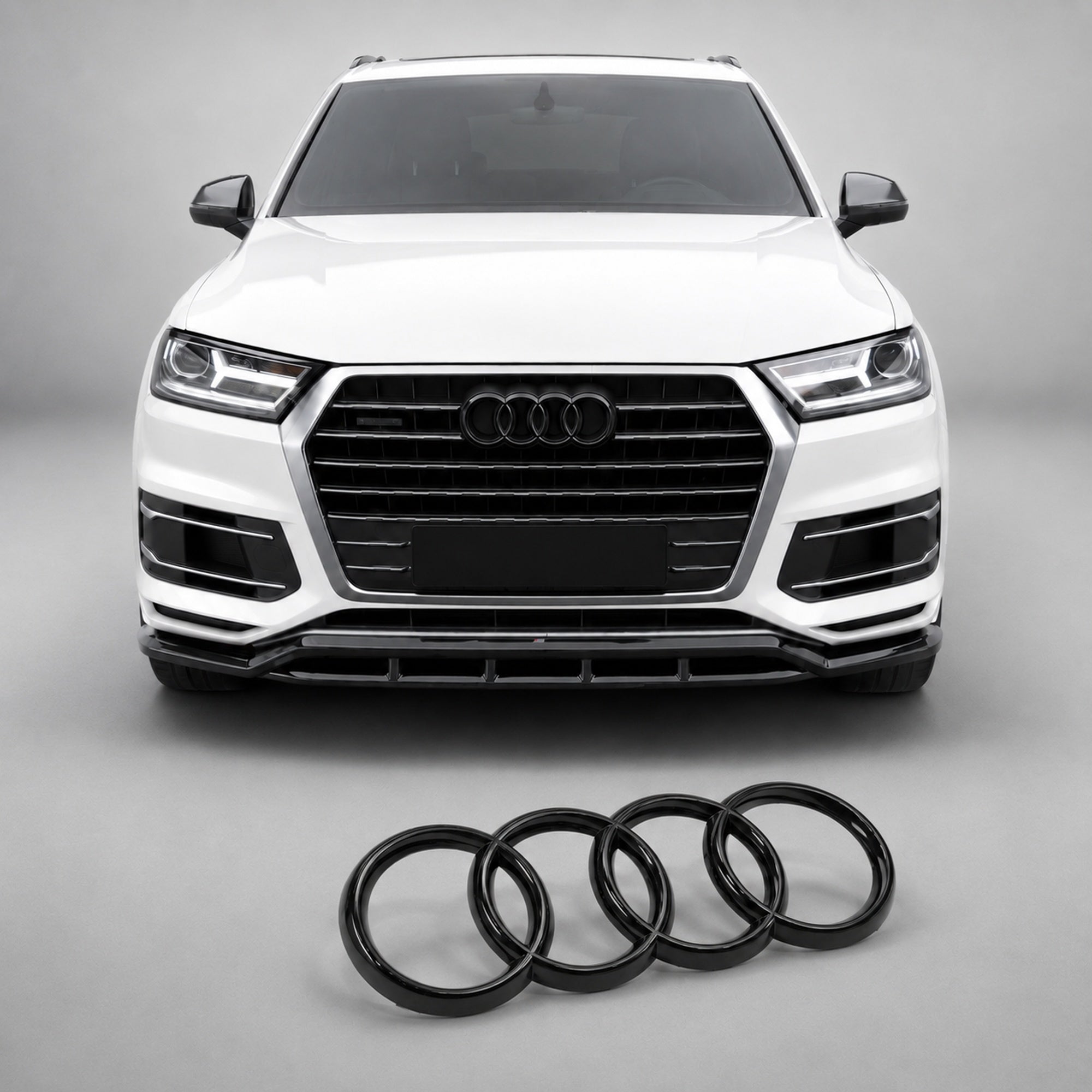 Set embleme Audi Q7 / SQ7 4M, 315+230 mm, Negru Lucios