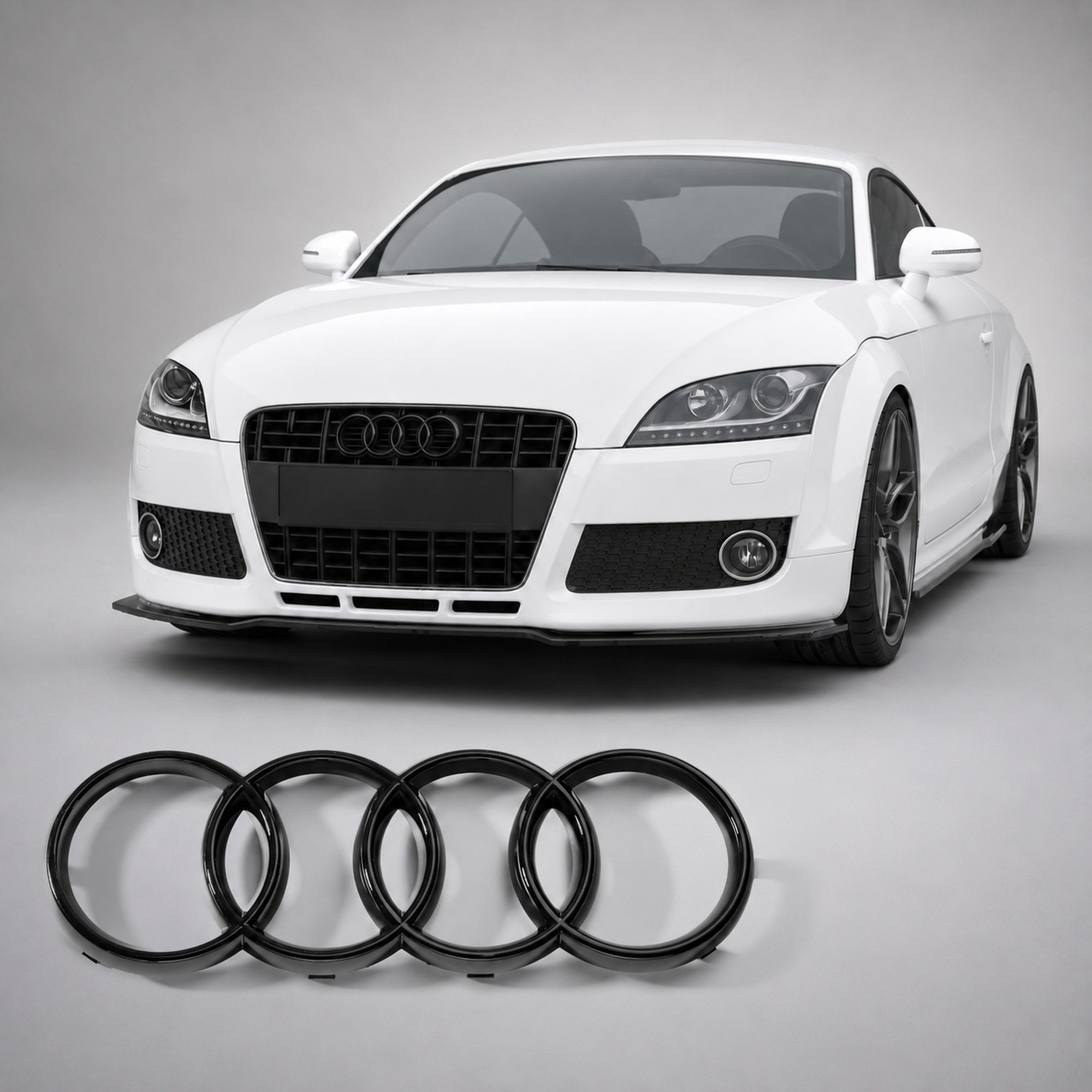 Set embleme Audi TT / TTS 8J, 263+202 mm, Negru Lucios