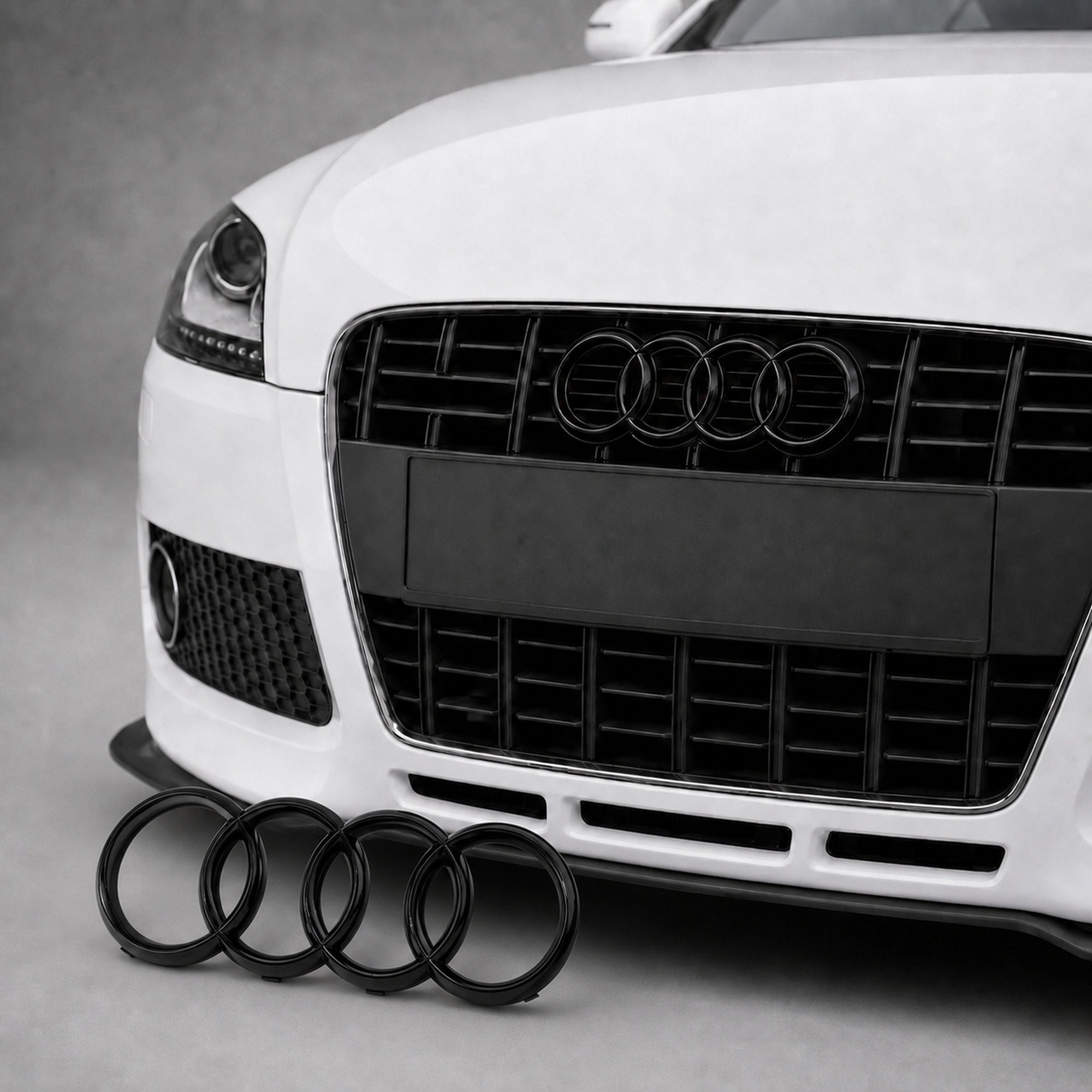 Set embleme Audi TT / TTS 8J, 263+202 mm, Negru Lucios