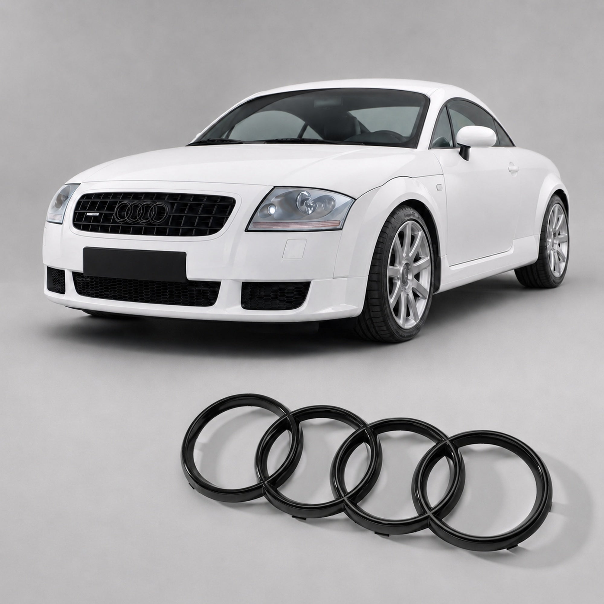 Set embleme Audi TT / TTS 8N, 249+177 mm, Negru Lucios