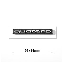 Emblemă Audi quattro pentru portbagaj / haion, Negru cu scris Crom