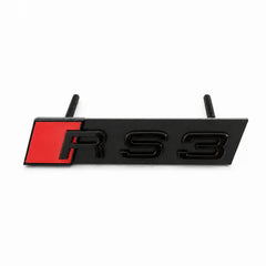 Emblemă Audi RS3 pentru grilă fagure, 11,3 × 2,2 cm, Negru Lucios
