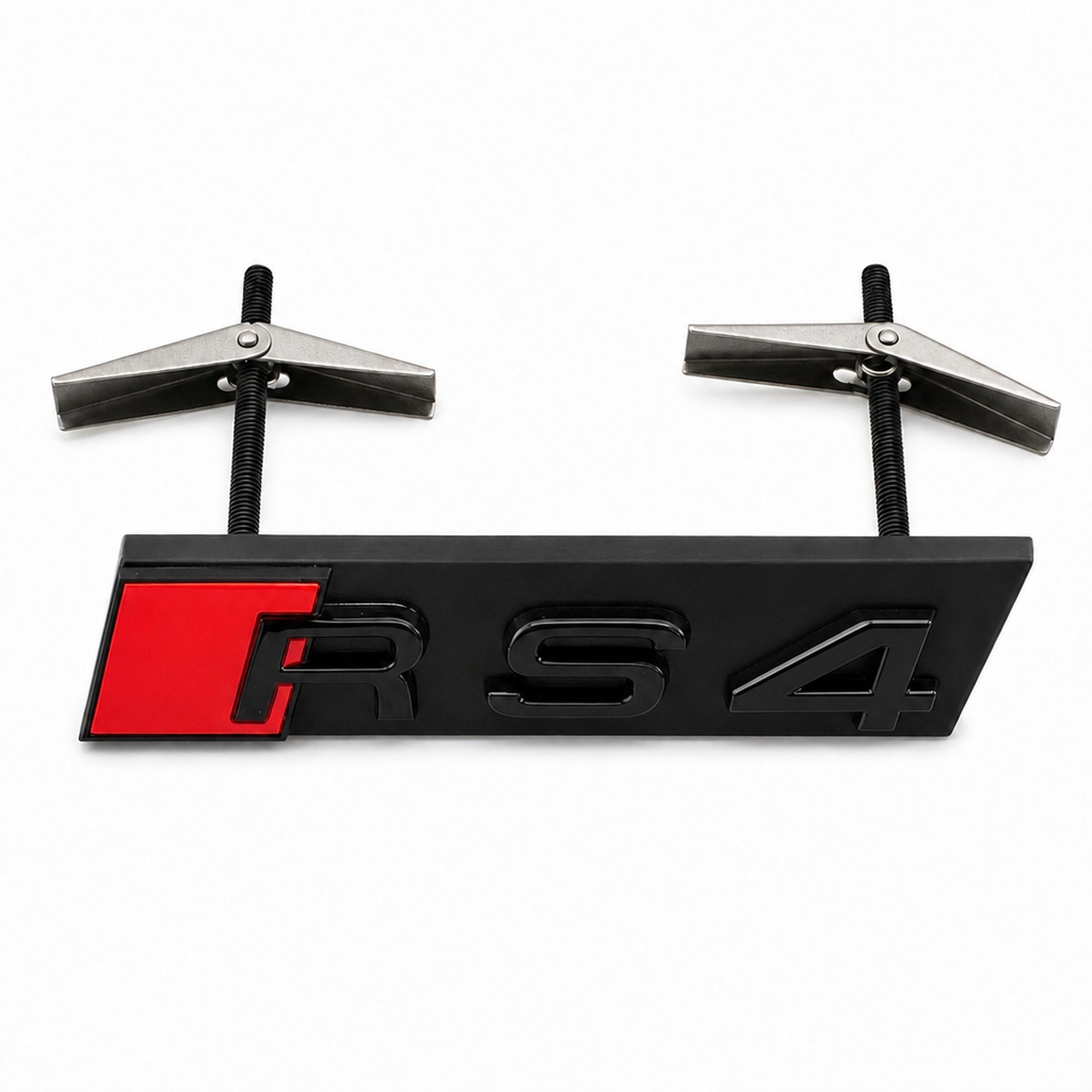 Emblemă Audi RS4 pentru grilă fagure, 11,3 × 2,2 cm, Negru Lucios