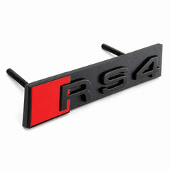 Emblemă Audi RS4 pentru grilă fagure, 11,3 × 2,2 cm, Negru Lucios