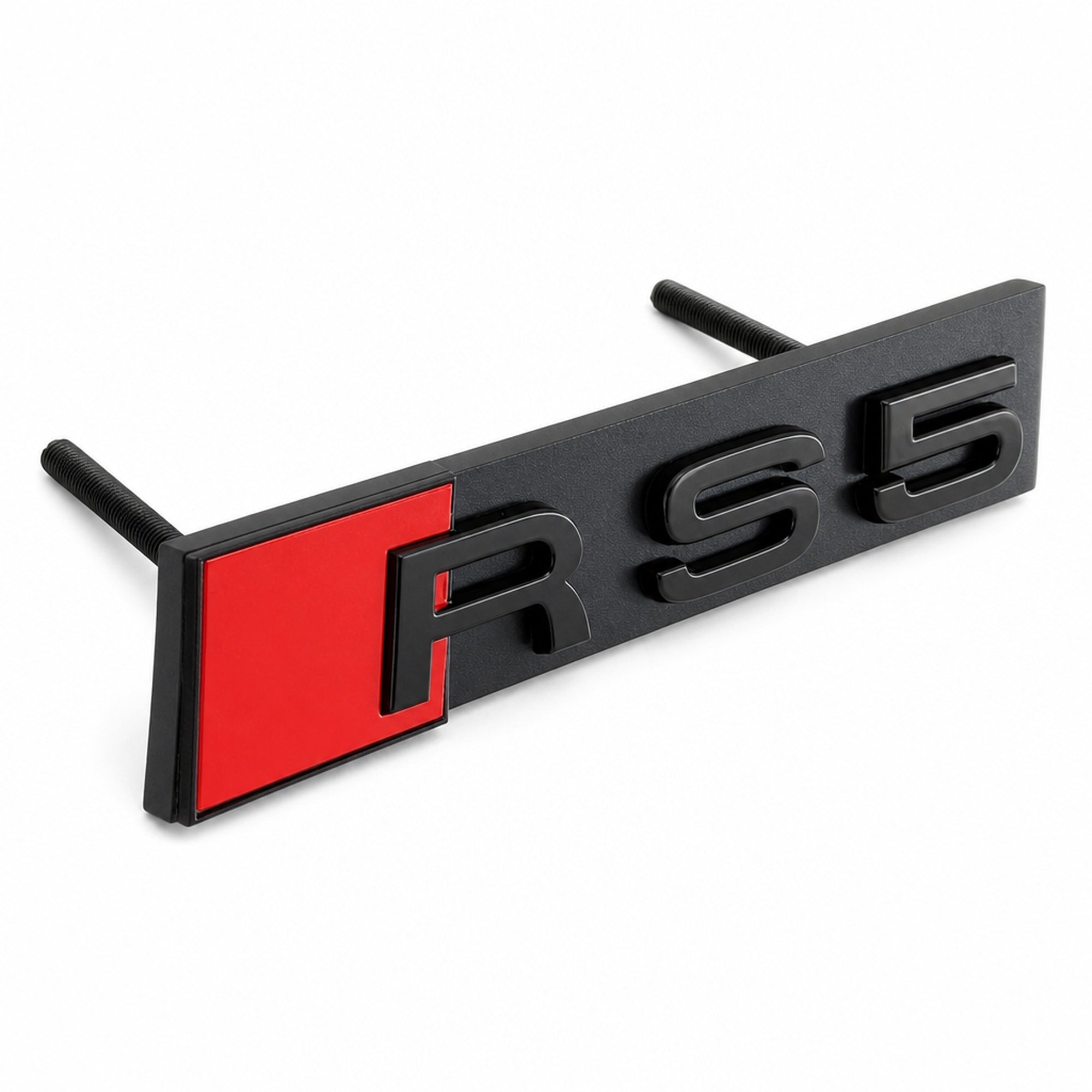 Emblemă Audi RS5 pentru grilă fagure, 11,3 × 2,2 cm, Negru Lucios