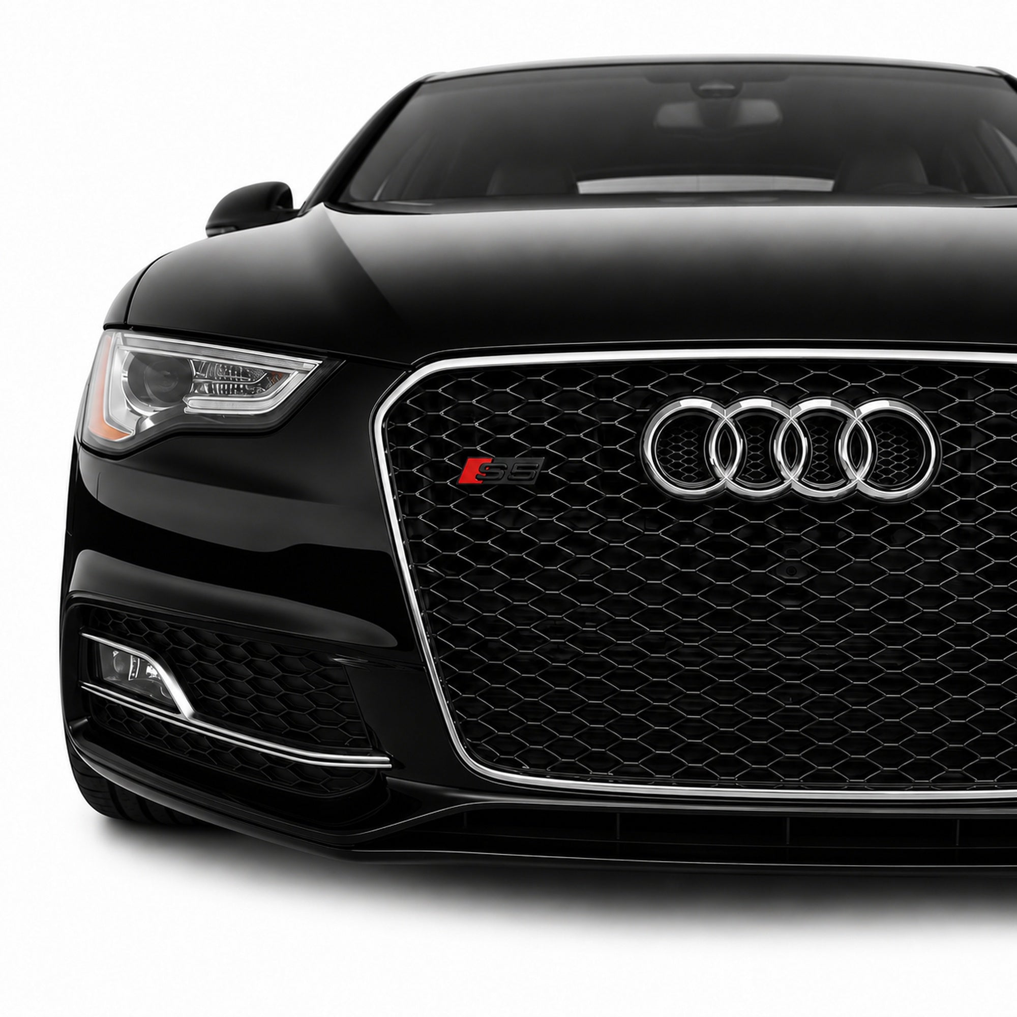 Emblemă Audi S5 pentru grilă fagure, 7 × 2,2 cm, Negru Lucios