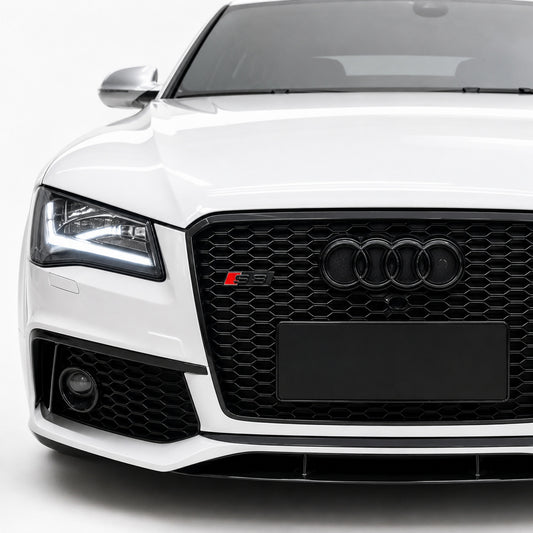 Emblemă Audi S8 pentru grilă fagure, 7 × 2,2 cm, Negru Lucios
