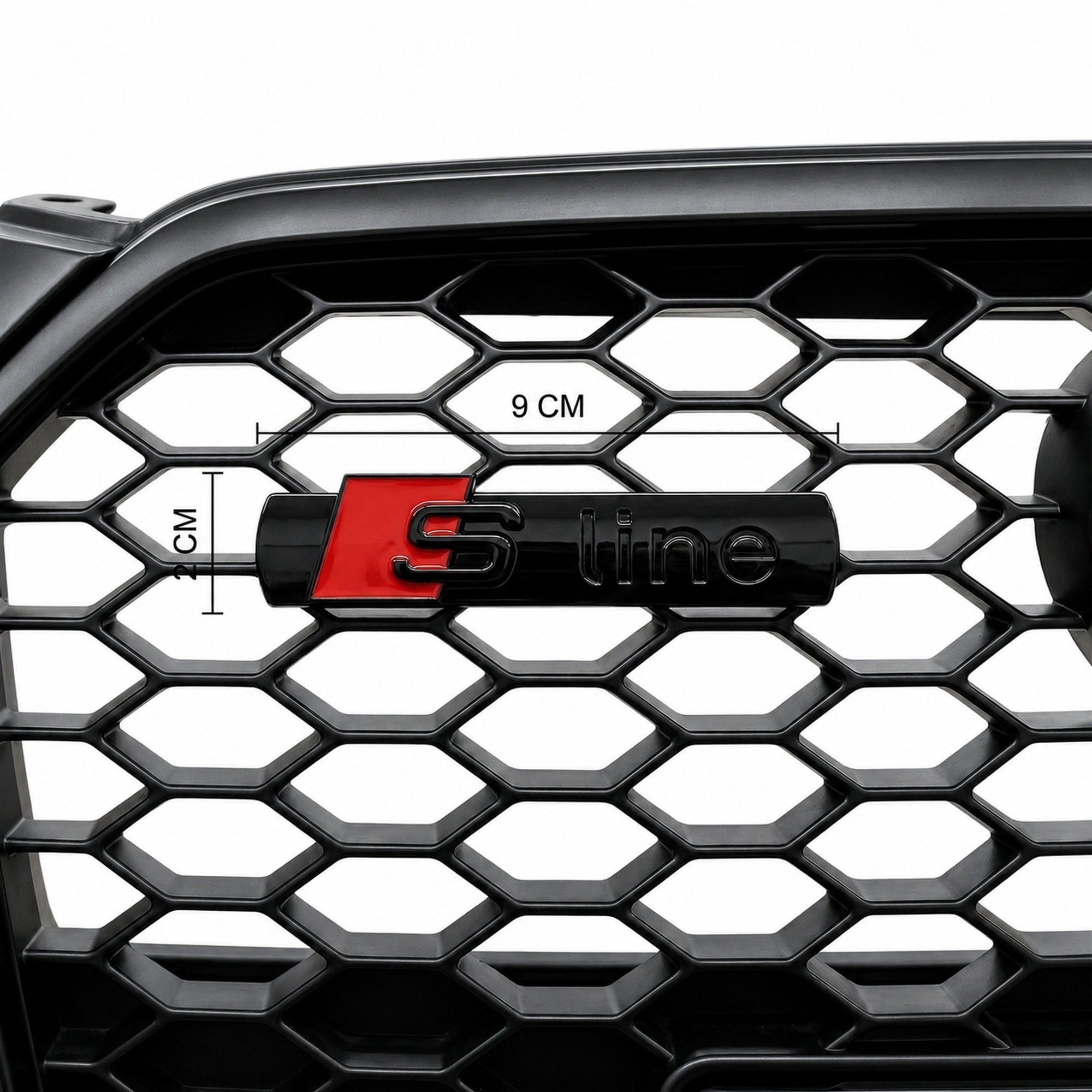 Emblemă Audi S line metalică pentru grilă fagure, Negru Lucios