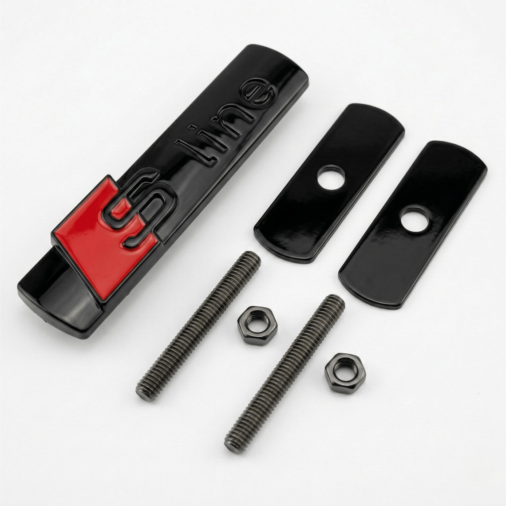 Emblemă Audi S line metalică pentru grilă fagure, Negru Lucios