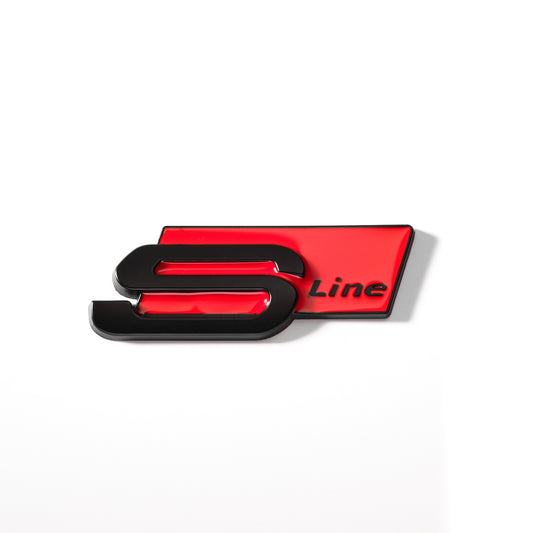 Emblemă metalică Audi S line pentru portbagaj / haion, Roșu